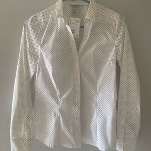 H&M White Button Down Collar Blouse